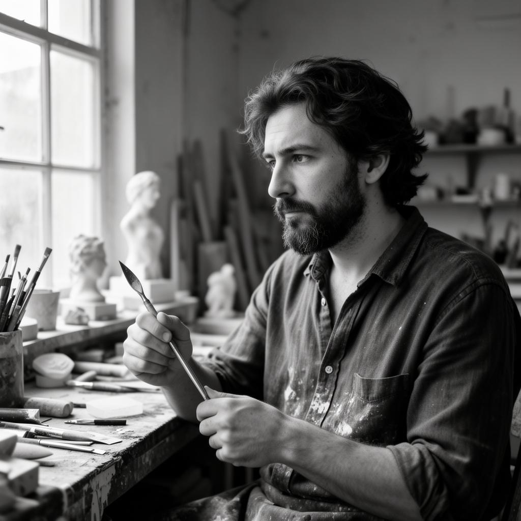 Portrait of the artist Elin Voss in her studio